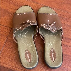 Maripe Brown Leather Mules